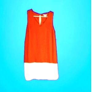 Ophelia Roe M Red/White Ruffled Bottom Sleeveless Tank Dress